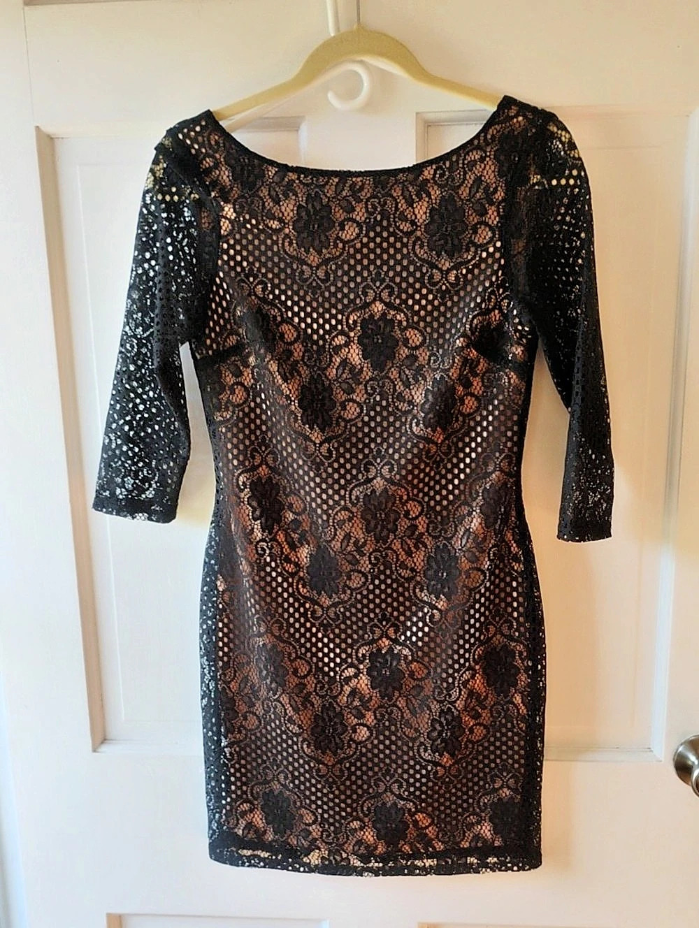 Topshop Lace Mini Dress in Black & Brown Size 6 Like New
